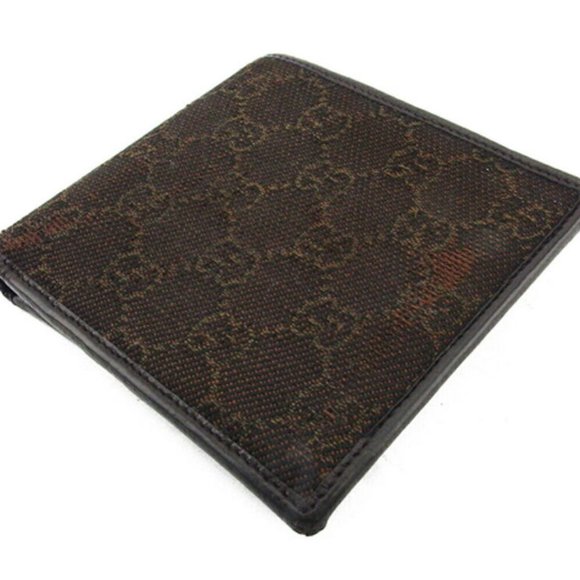 GUCCI two-fold wallet GG canvas beige canvas �~ leather used Authentic - Picture 4 of 9